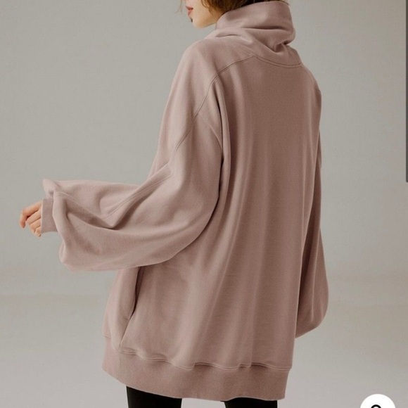 NWT Nap Loungewear Boxy Oversized Turtleneck Sweatshirt Blush Pink Small Cozy - Picture 5 of 14